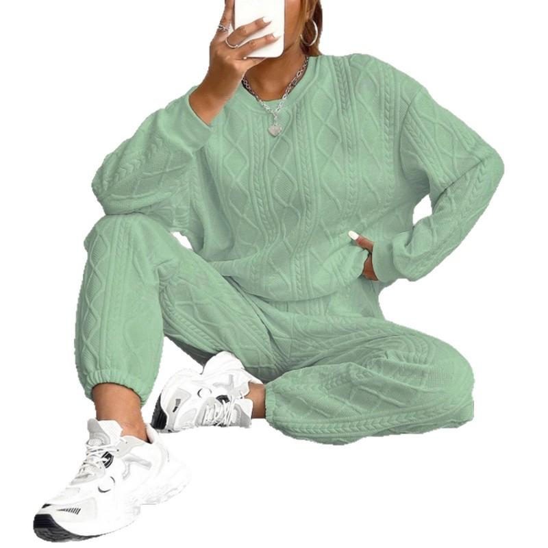 Womens Casual 2-Piece Set Long Sleeve Top Sweatpants Loungewear
