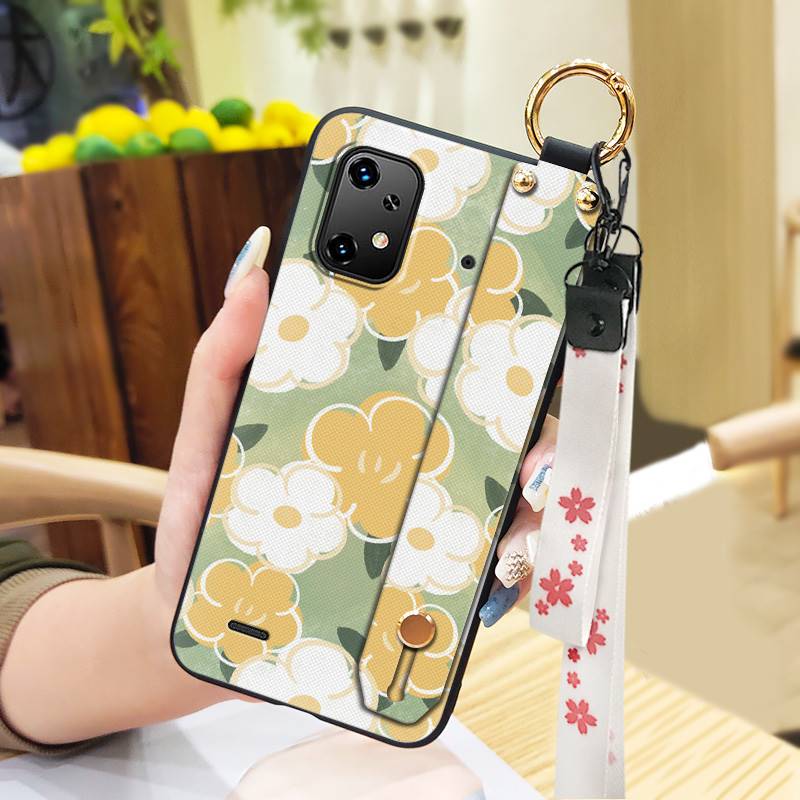 Oil Painting Flower Phone Case For UMIDIGI Bison X20 Wristband Wrist Strap Kickstand Soft Case Ring Protective Durable