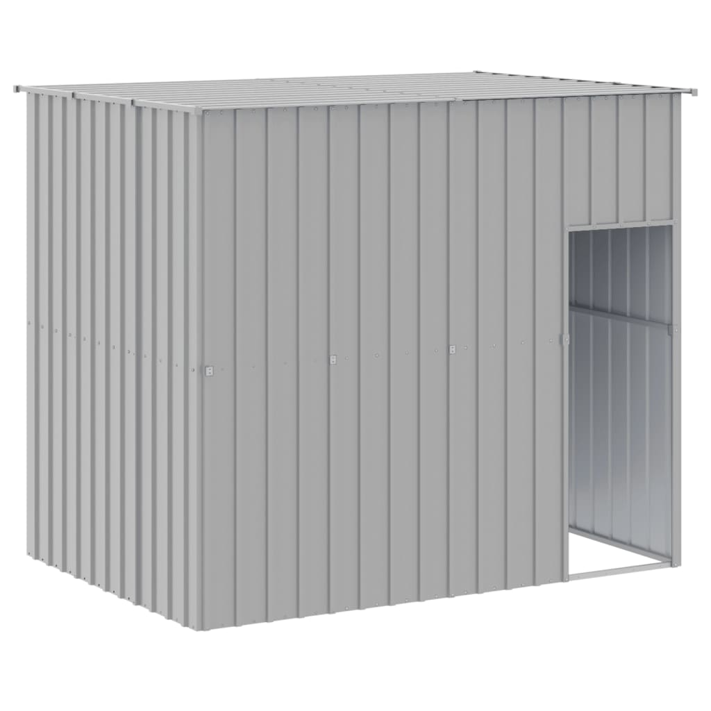 Dog House with Run Light Grey 214 x 661 x 181 cm Galvanized Steel