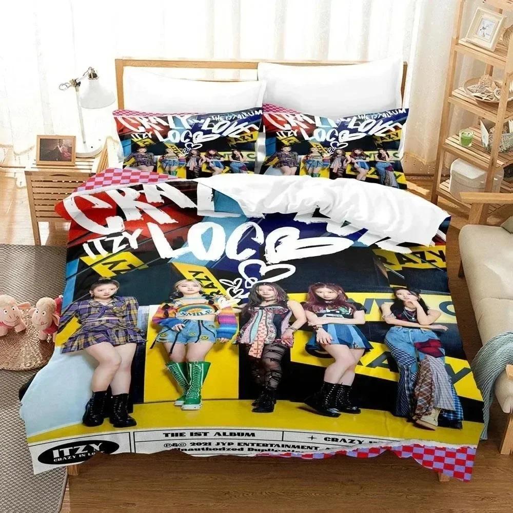 K-pop группа Itzy Комплект постельного белья 3D-печать Подходит для спальни Комплект пододеяльника с наволочками Детский домашний текстиль