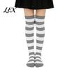 Contrast Color Knee High Socks Striped Thigh for Women Girls, Over The Stockings, Fashion Soft Polyester Warm Stockings Stretchy Long Christmas