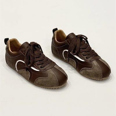 Ретро контрастная цветная вставка, немецкие тренировочные туфли на плоской подошве для женщин, новинка 2025 года, нишевая мода, универсальные повседневные спортивные туфли Forrest Gump