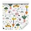 Wallpaper Elephants, cars and houses in Scandinavian style 50x1000