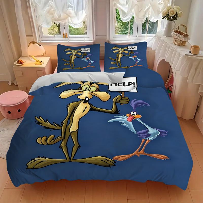 Road Runner Wile E Coyote Print 3Pcs Bedding Setduvet Cover With 2 Bedropillowcase Home Birthday Gift