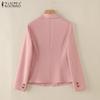 ZANZEA Женский повседневный тонкий кардиган с длинным рукавом и отложным воротником, верхняя одежда