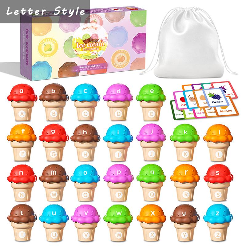 Детские Цветные Мороженое Сортировка Монтессори Игрушки Буквы Цифры Изучение Складывание Сопоставление Сенсорная Игра Счет Обучающая Игра