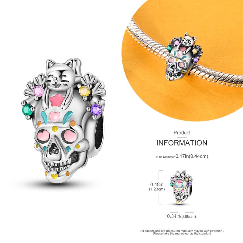 Copper Charms Luminous Pumpkin Skull Beads For Dangle Diy Gift Halloween Series Charms