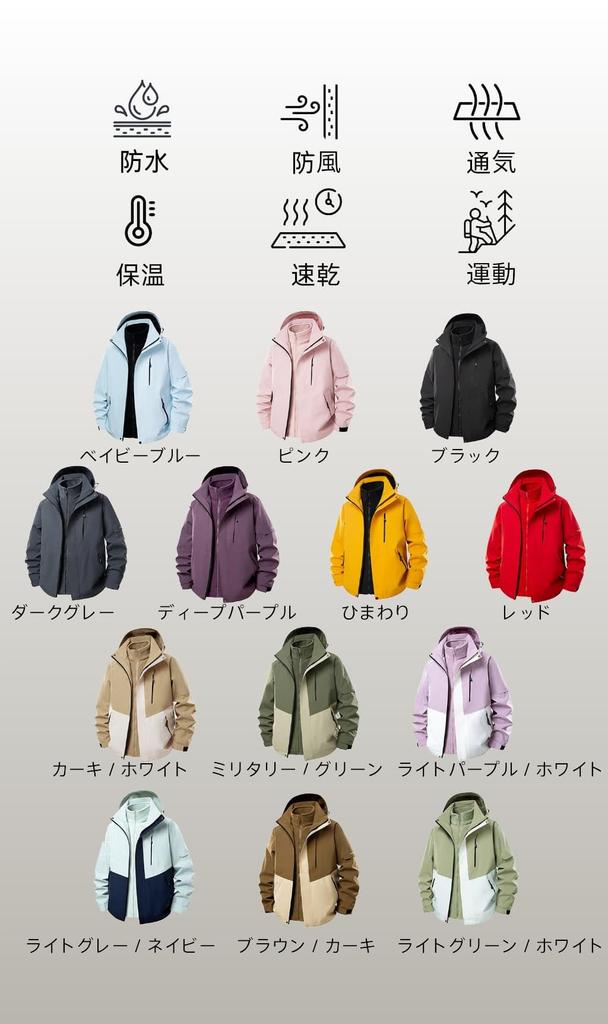 Pikaeyes Waterproof and Windproof Outdoor Jacket for Men and Perfect for and Cold Baby Size 2XL 3-in-1 Women, Hiking, Camping, Trekking, Skiing,