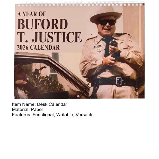 Шериф Бьюфорд 2026 Настольный календарь Тема «Смоки и Бандит» Винтажное киноискусство с месячными макетами Смешной Ностальгический Настольный календарь Офисный декор Подарок