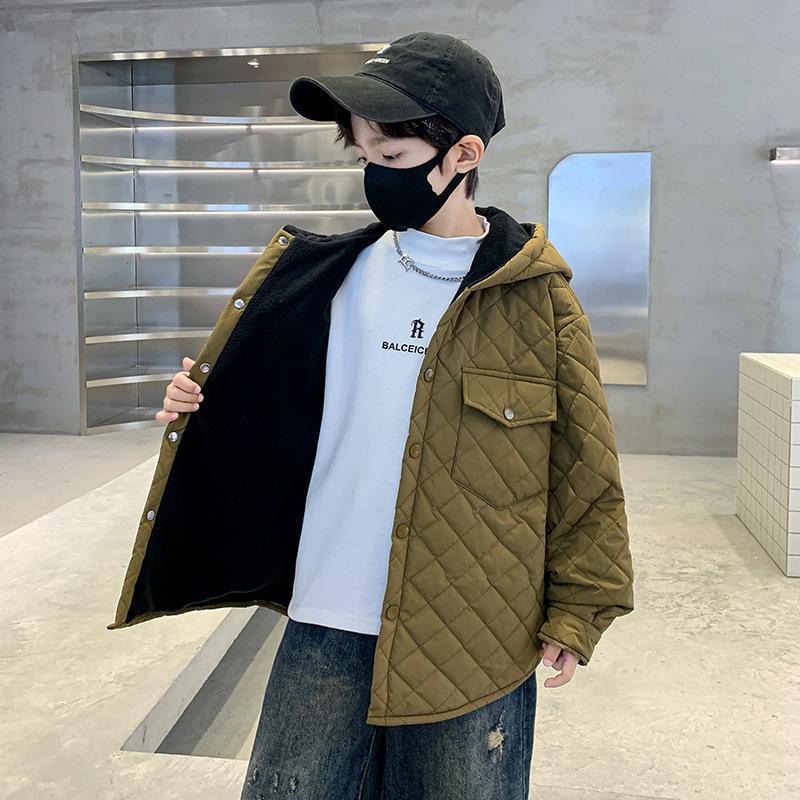 Зимняя стеганая куртка для мальчиков 2025: Модный хлопковый ветрозащитный плащ для детей
