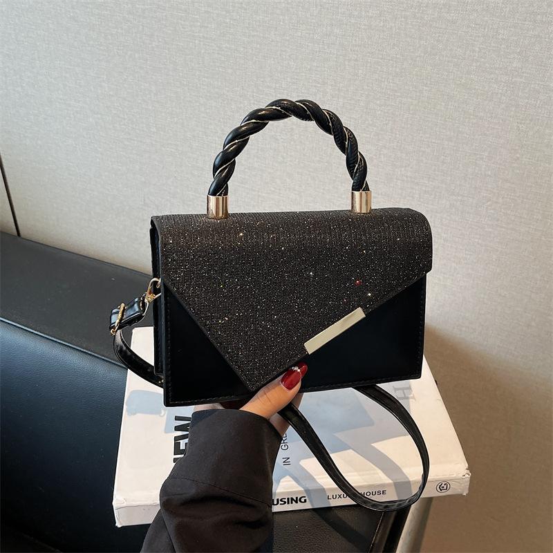 New Bag Women's High-end Shoulder Messenger Bag Women's Bag Versatile Handbag Small Fresh Gold Silk Embroidery Thread Small Square Bag