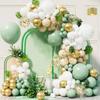 Green and Gold Balloon Wreath Arch Set, 117 Macaron Green Confetti Balloons, Suitable for Weddings, Gatherings, Parties