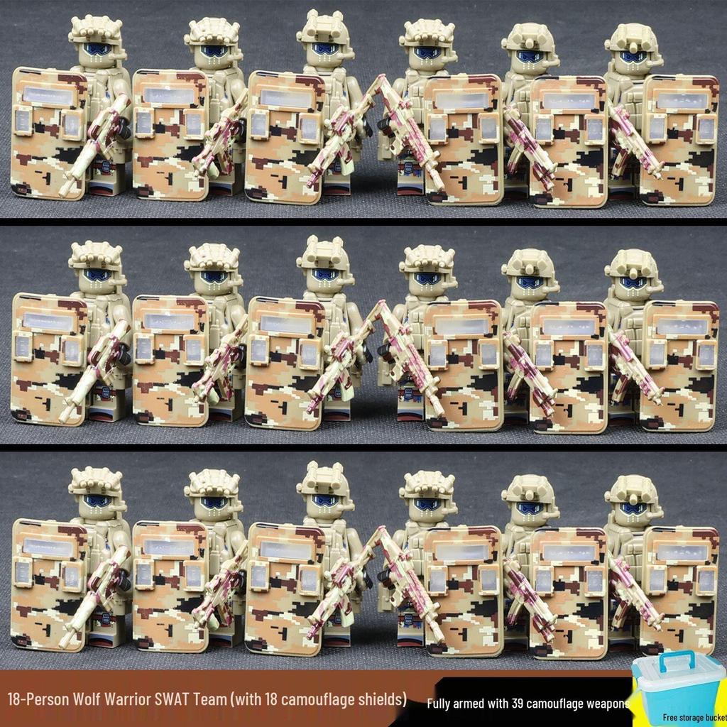 Desert War Wolf Special Forces Humvee & Police Soldier Minifigure Building Blocks Compatible with LEGO