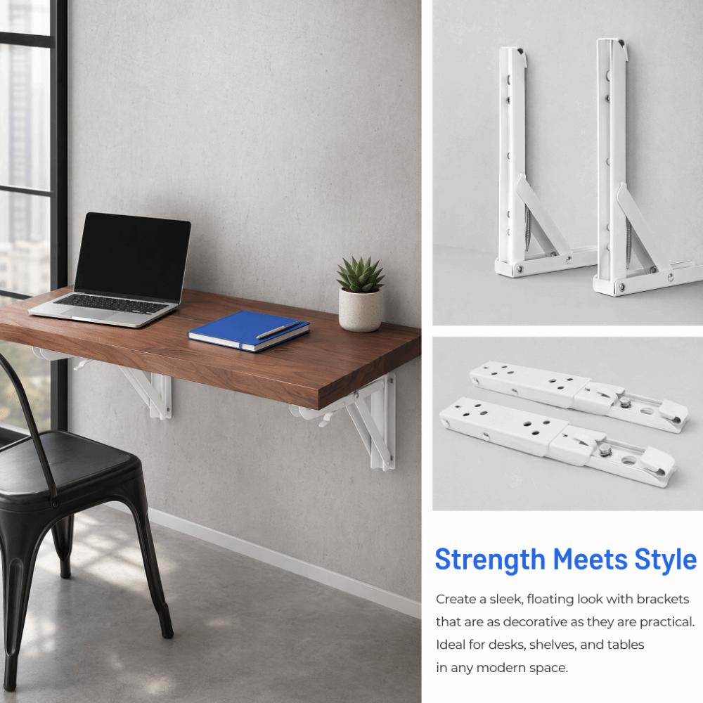 2pcs Cold Rolled Steel Desk Hinge Adjustable Folding Hinge Durable Shelf Bracket Storage