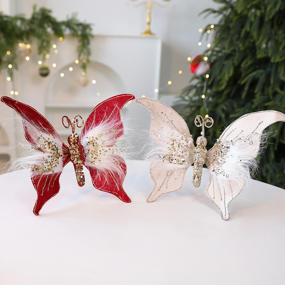 30cm Glitter Butterfly Christmas Decoration Fake Butterfly Ornament For Home Decoration Xmas Tree Pendant Navidad 2026