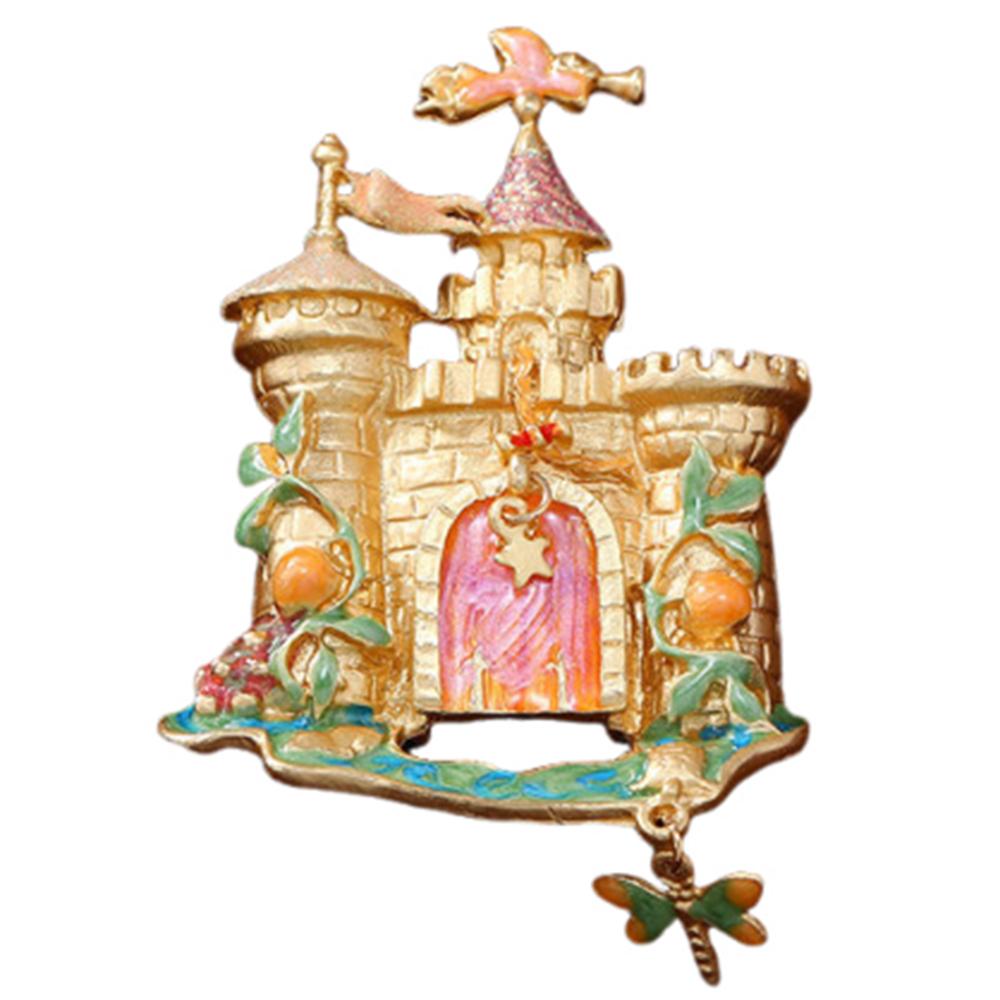 Retro Dreamy Fairy Tale Castle Brooch Elegant Suit Collar Pin Unique Enamel Brooches Daily