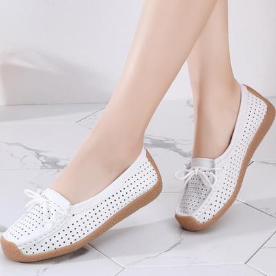 Новые женские туфли на мягкой подошве из воловьей кожи, обувь для мам, летние туфли на плоской подошве для отдыха, туфли-бобы