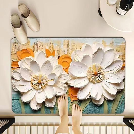 Коврик для пола 3D визуальный эффект цветочный узор нескользящая основа ковер гостиная спальня прихожая