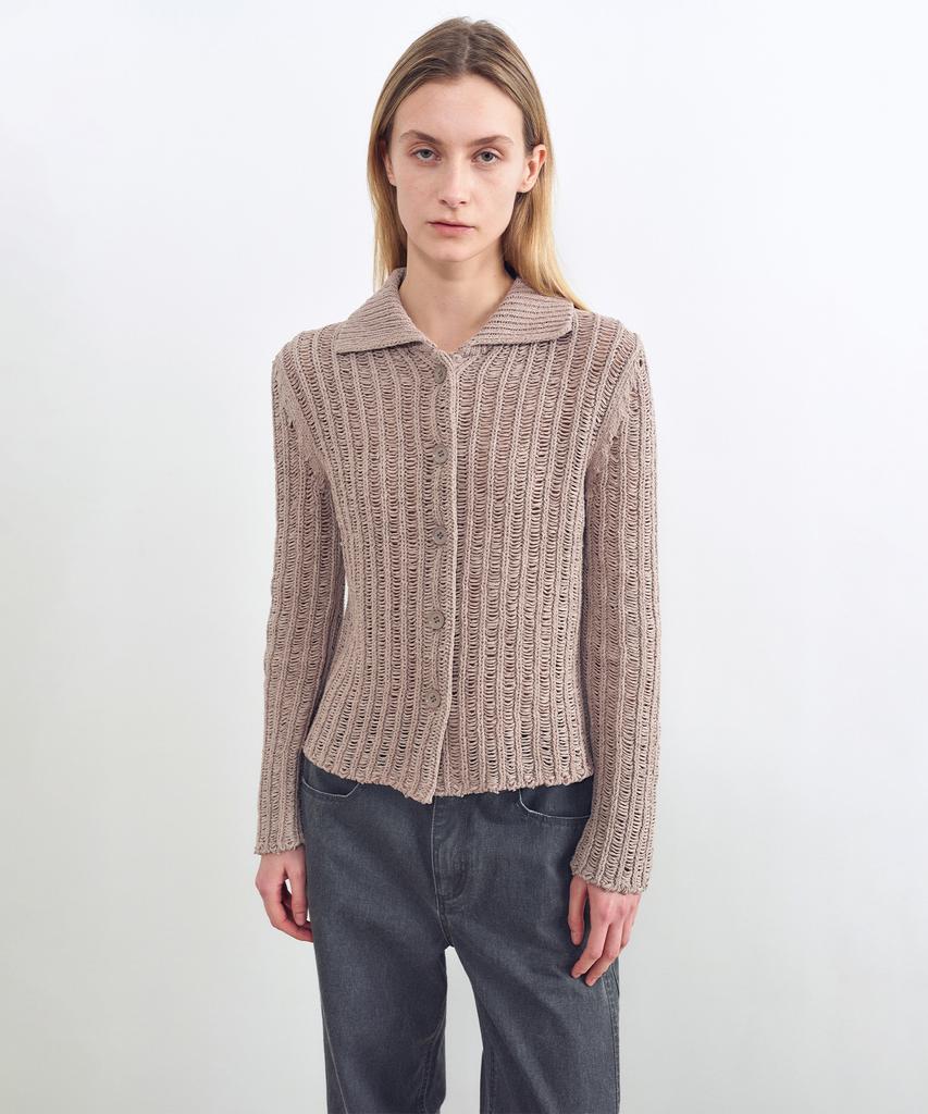 INSILENCE WOMEN Tape Knit Cardigan Beige