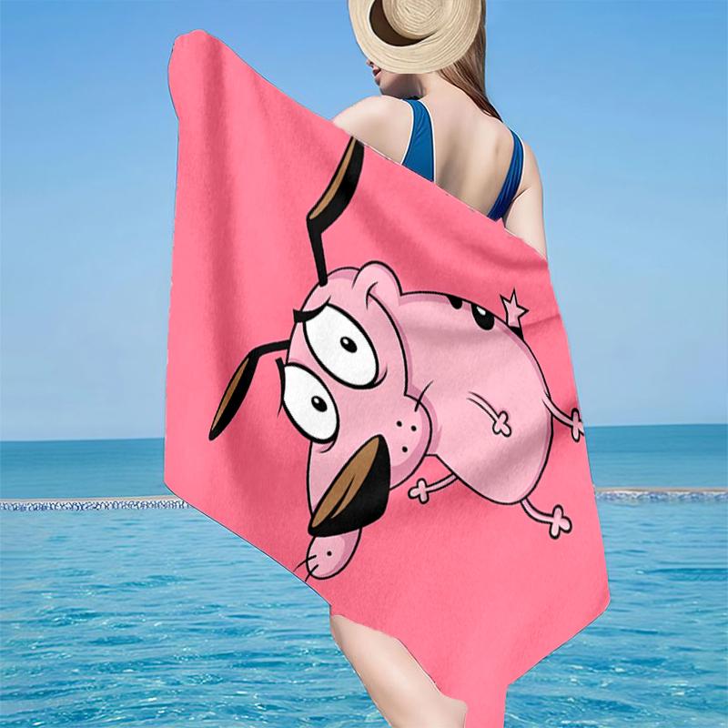 Pink dog In The Garden Beach Towel, Super Soft Microfiber, Gift for Her/Him, Birthday, for Pool, Beach, Travel, Home Decor Fan gifts