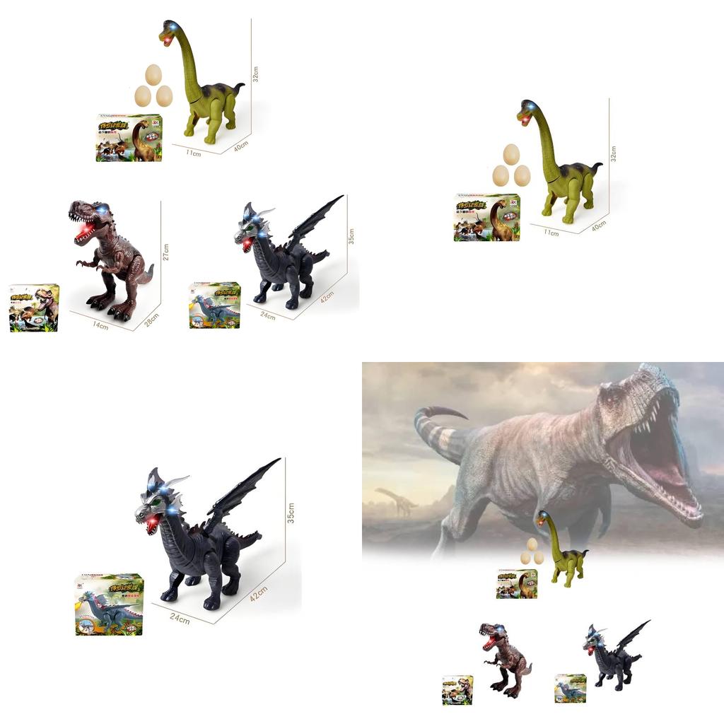 Игрушка-симулятор динозавра со световыми эффектами и сенсорным развитием для детей