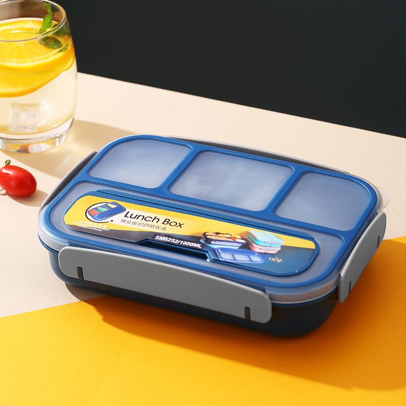 Ланч-бокс Bento Box для взрослых, контейнеры для ланч-боксов для малышей, детей, взрослых, герметичные, микроволновая печь, посудомоечная машина, 4 решетки