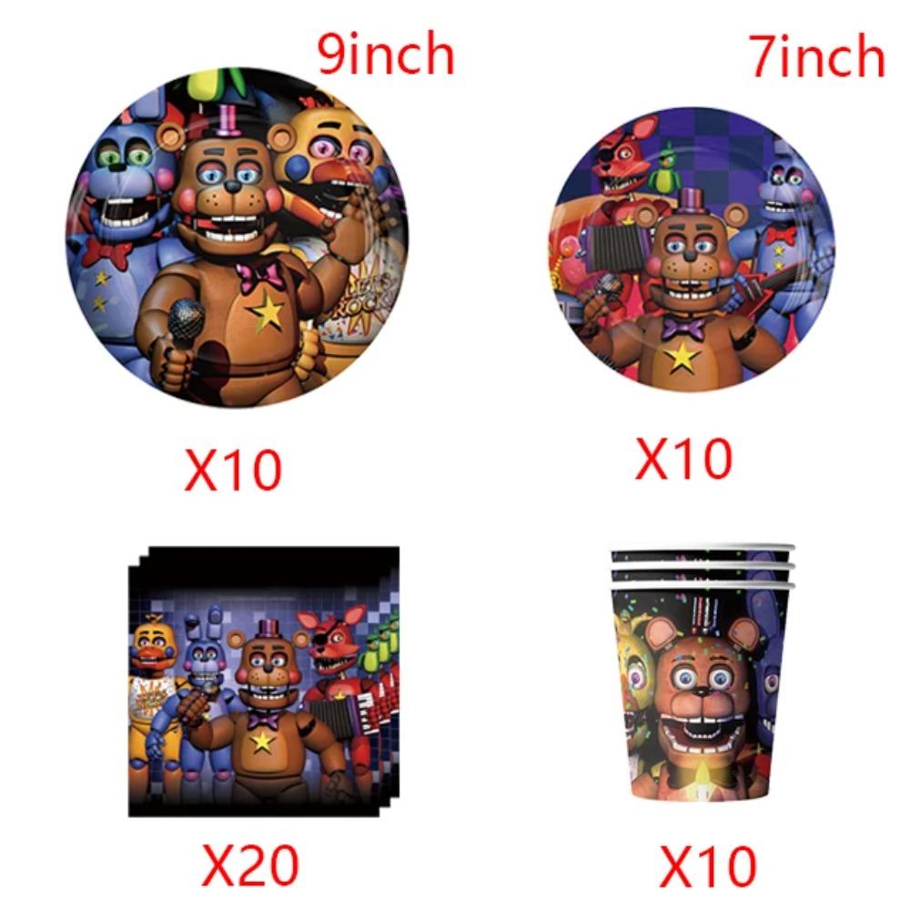 FNAF Пять Ночей с Фредди Украшения для Дня Рождения Воздушные Шары Тарелки Баннер Набор Посуды для Праздника Малыша Подарки для Детей