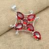 Ювелирные изделия из твердого серебра 925 пробы, красный гранат, драгоценный камень, подвеска в виде креста ручной работы, дизайнерские ювелирные изделия
