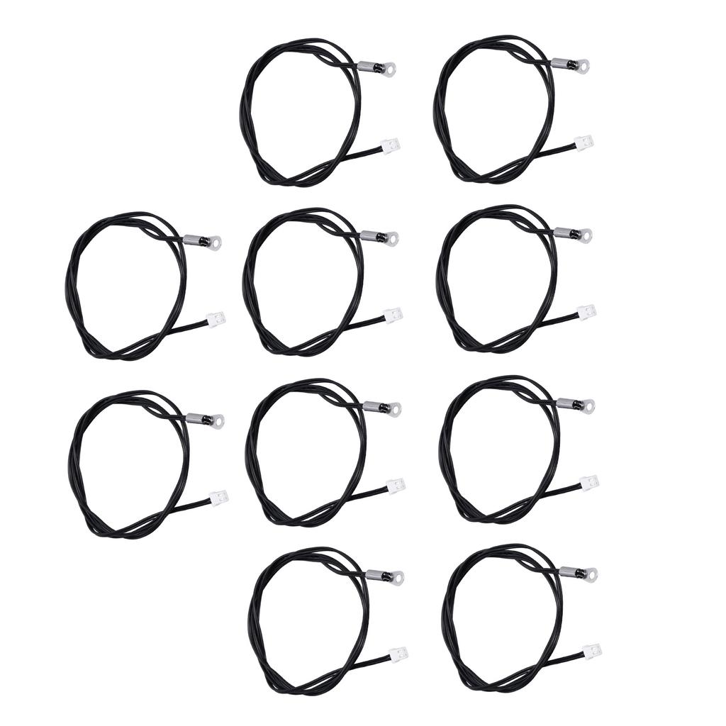 10Pcs NTC Thermistor Probe Temperature Sensor Round Lug Cold Pressed Terminal Connector 1meter