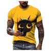Летняя мода повседневная мужская футболка с рисунком мультяшного кота 3D-печатью, новая забавная футболка с круглым вырезом в стиле Харадзюку