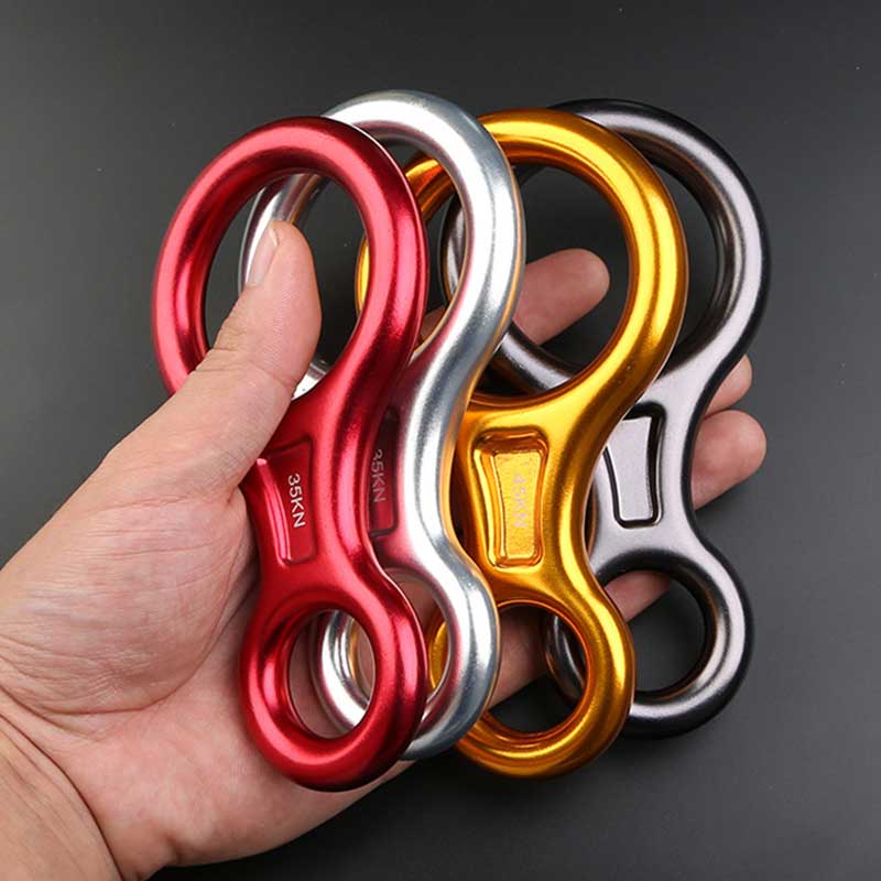 35KN Rock Carabiner Figure 8 Rappelling Rope Descender Aluminum Figure Belay Device Abseiling Downhill Equipment