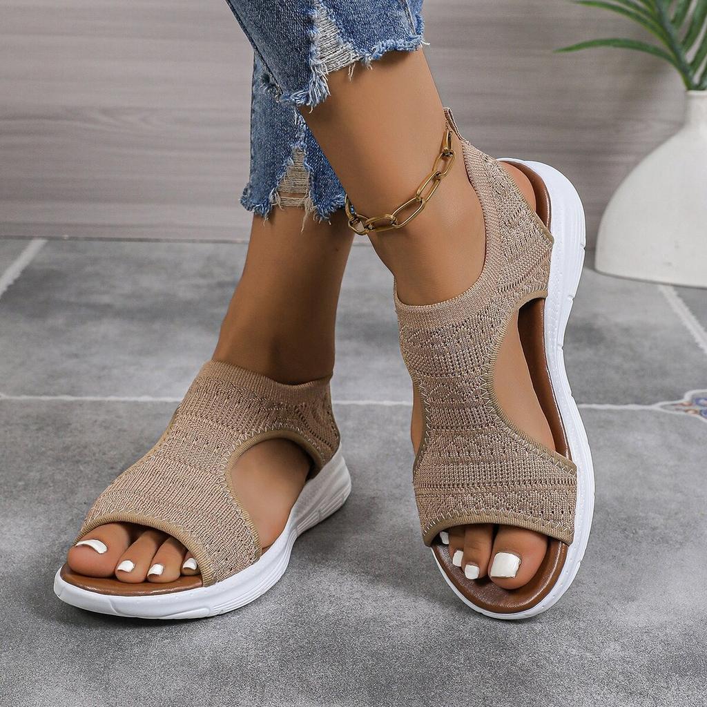 New Sandals for Women 2025 Summer New Large Size Fly-woven Thick-soled Foot Cover Fish Mouth Casual Breathable Sandals for Women