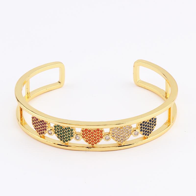 Красивые браслеты для влюбленных с золотым наполнителем, медные циркониевые браслеты в форме сердца, регулируемые браслеты, золотые для женщин, свадебные украшения для вечеринок