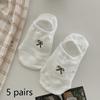 5/10 пар Женские модные невидимые носки Милый бантик Сетка Носки-невидимки Женский дизайн Нескользящие Дышащие Носки с низким вырезом Тапочки
