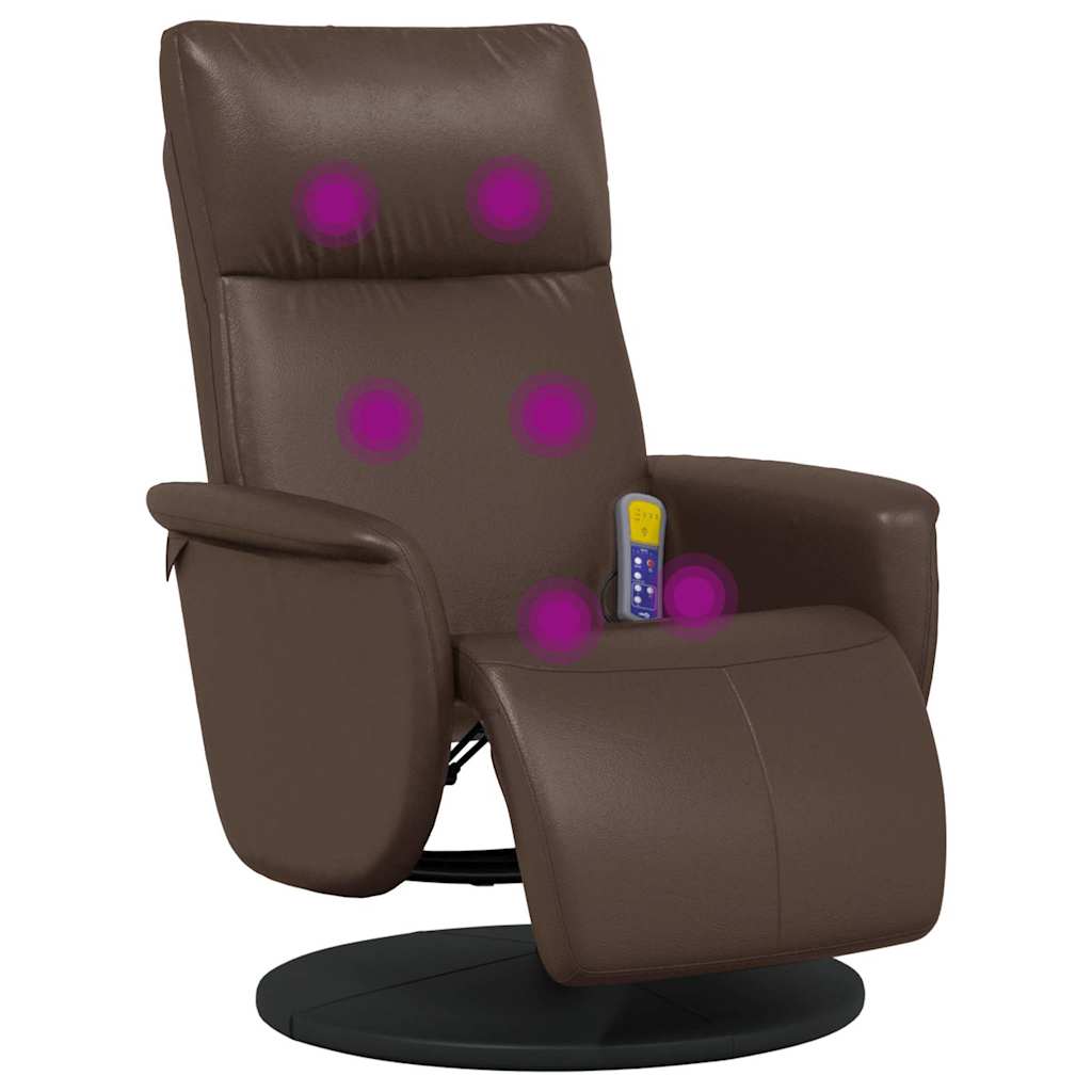Massage Chair with Footrest Brown Faux Leather