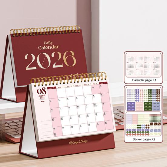 Мини настольный календарь 2026 Янв.2026 - Дек.2026 12-месячный планировщик Двойной проволочный переплет Стоячий перекидной Маленький настольный календарь для дома и офиса