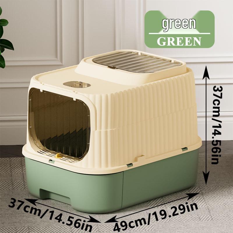 Fully Enclosed Extra Large Cat Litter Box with UV Sterilization and Foldable Drawer Design