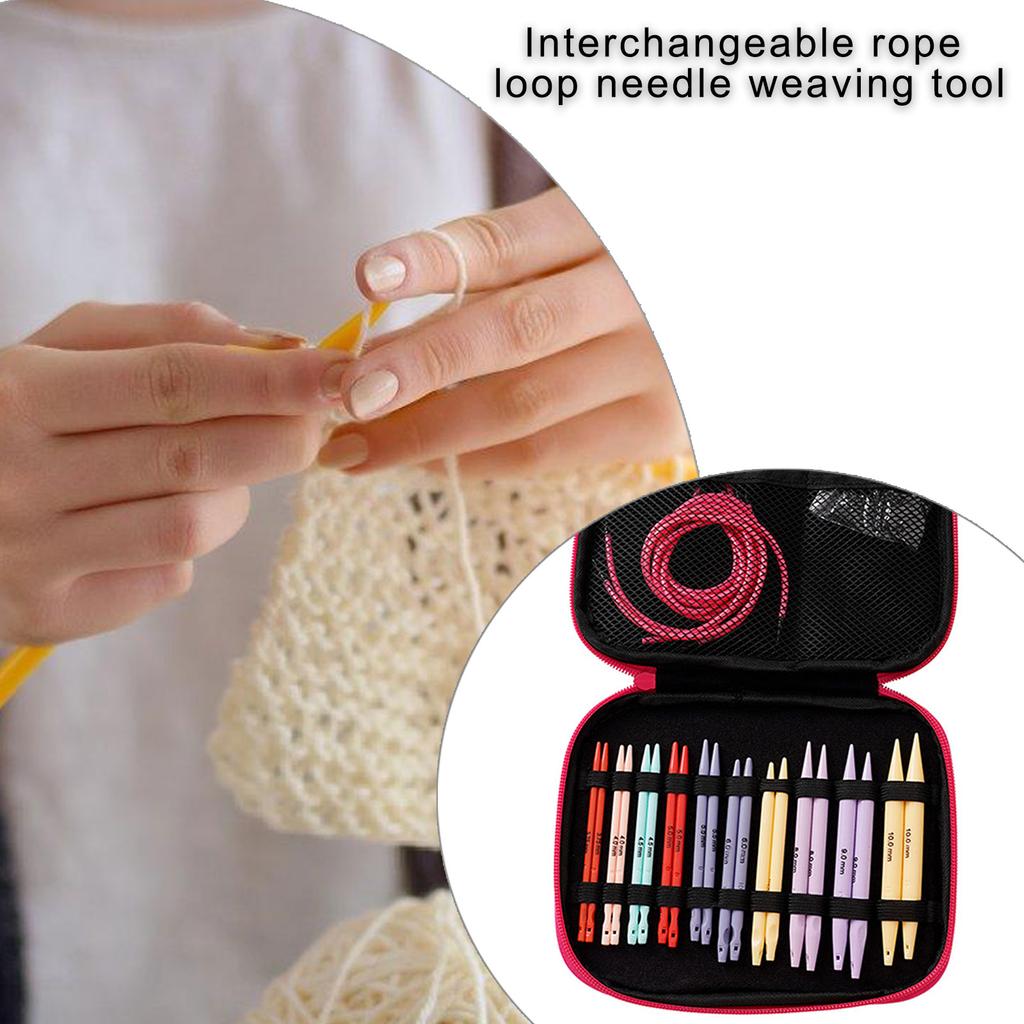 Набор из 10 пар цветных круговых спиц с чехлом на молнии цветные сменные спицы 3,75 мм-10 мм