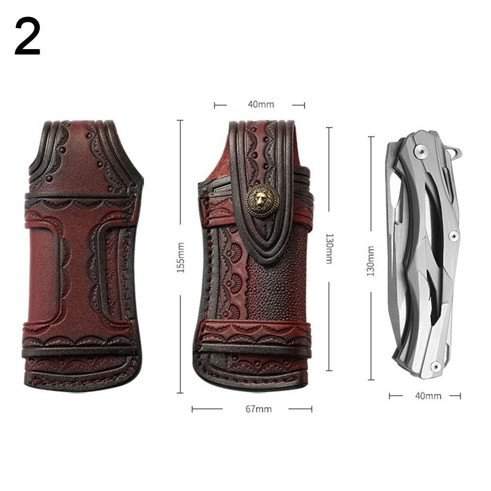 Leather Sheath Holder Pocket Hunt Flashlight Case Fold Knife Tool Camp Outdoor Carry Belt Loop Case