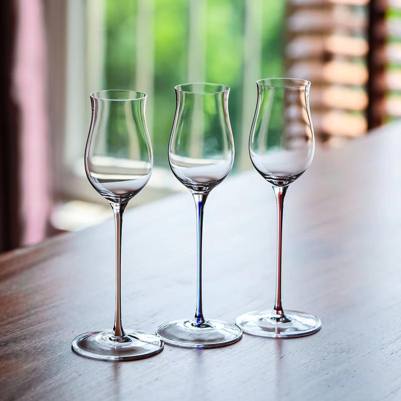 Handmade Crystal Flared Wine Glass Red Rod Sweet Whiskey Tasting Glass for Enhanced Aroma And Flavor Experience