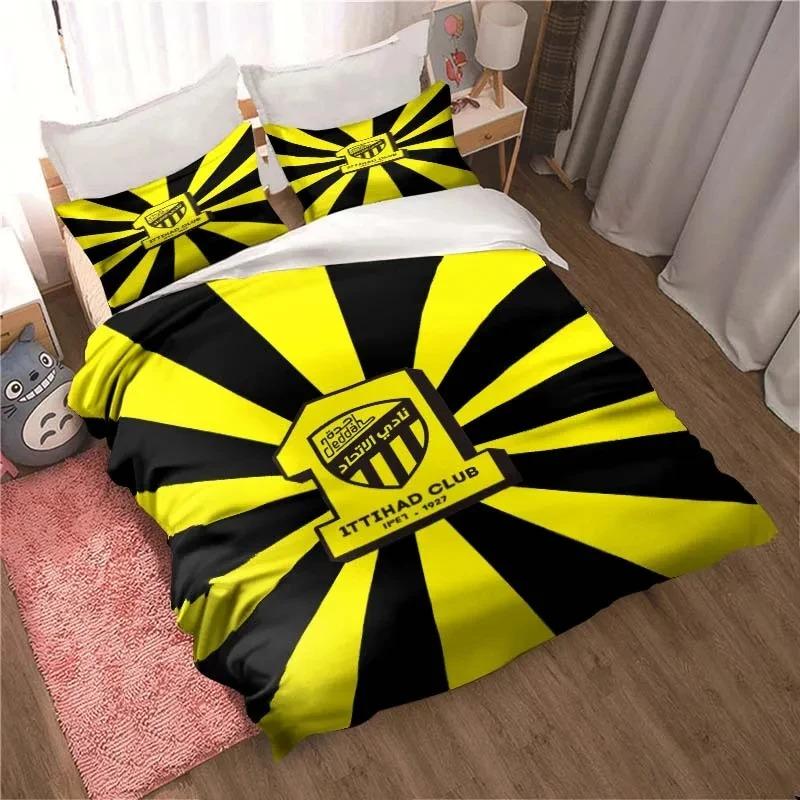 Al-Ittihad Club Jeddah Комплект постельного белья для мальчиков и девочек, двуспальный, пододеяльник, наволочка, детская, взрослая, мода, домашний текстиль, текстиль