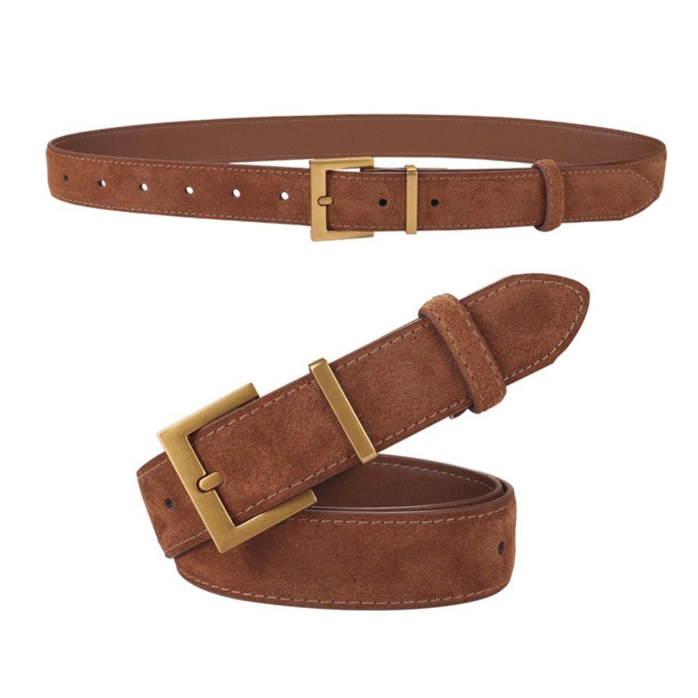 Модный замшевый кожаный ремень Повседневный ремень с пряжкой-штифтом Ретро матовый ремень из коровьей кожи Подарки