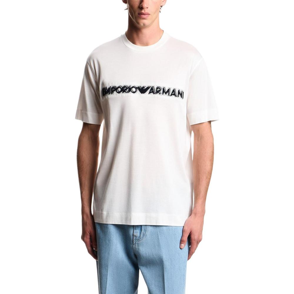 Emporio Armani Эластичная вязаная футболка с круглым вырезом, облегающая, мужские топы EM004520-AF13747-U0003