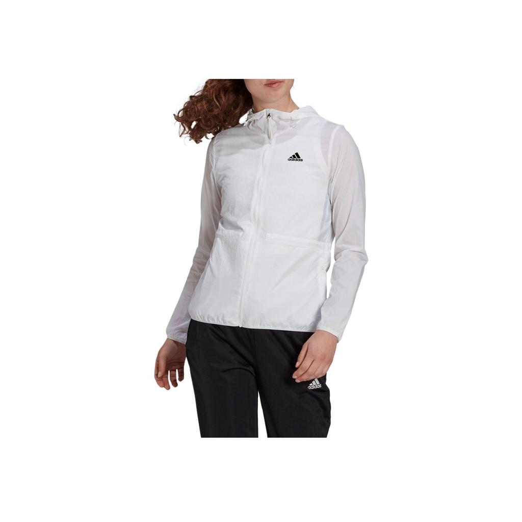 adidas Ветровка тканая повседневная спортивная куртка с капюшоном женская куртка белая GQ0628