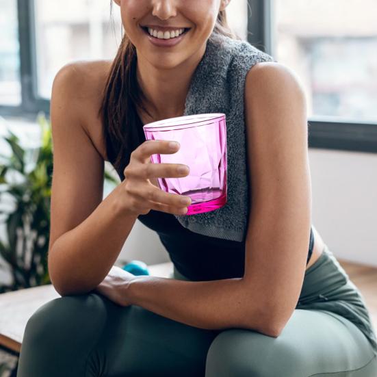 Colorful Translucent Water Cups 310ml Diamond Pattern Tumblers Unbreakable Heat Resistant BPA-Free Stackable Glasses for