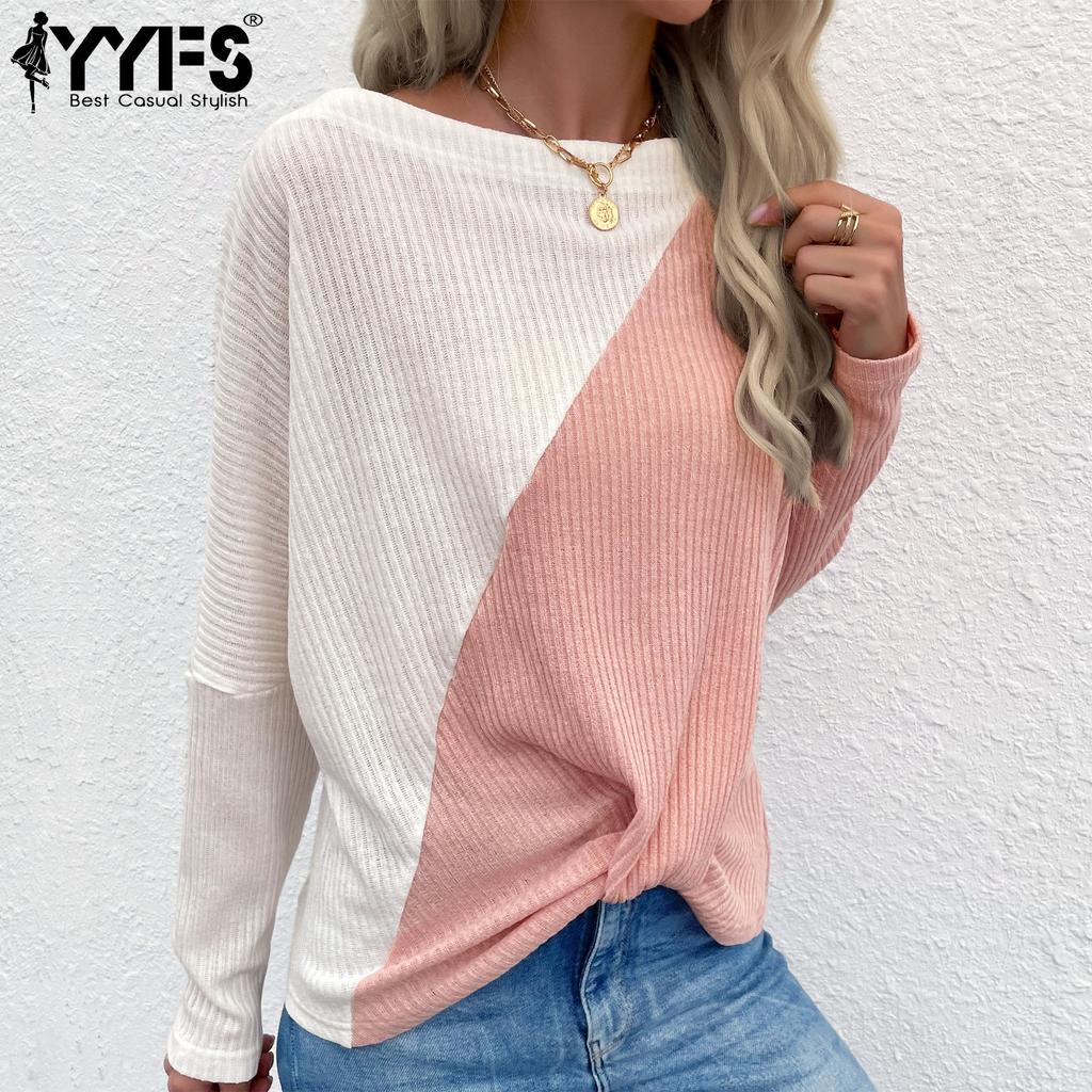 YYFS Женская мода, повседневные летние пуловеры с круглым вырезом и длинные рукава
