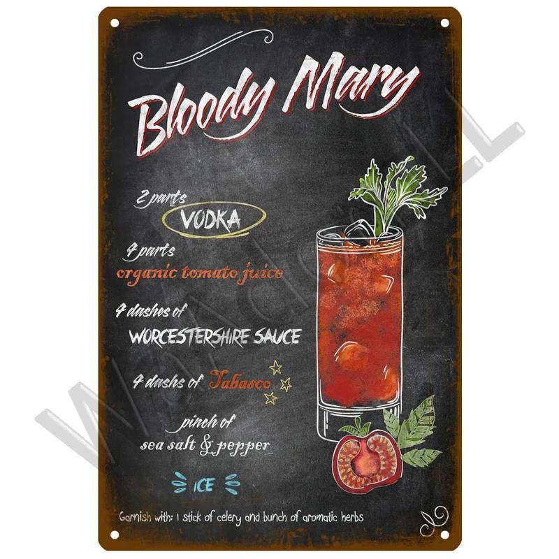 Tin Sign Decor Cocktail Metal Sign Plaque Metal Plate Vintage Iron Poster Wall Art Painting For Pub Club Man Cave Bar Decoration