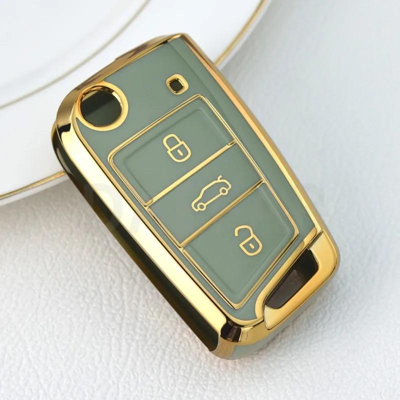 Для VW Skoda Octavia A7 Fabia Leon Rapid Karoq SEAT Leon Ateca Ibiza Toledo Golf 7 T-cross POLO T-Roc Чехол-накладка для ключа автомобиля Держатель