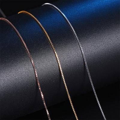 Ожерелья из стерлингового серебра 925 пробы с цепочкой-коробкой для женщин и девочек-подростков, позолоченные розовым золотом S925, ювелирные изделия 0,8 мм оптом
