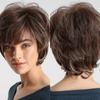 EASIHAIR Short Honey Brown Synthetic Wigs for Women Layered Natural Hair Wigs Free Part Short Hair Daily Wig Heat Resistant